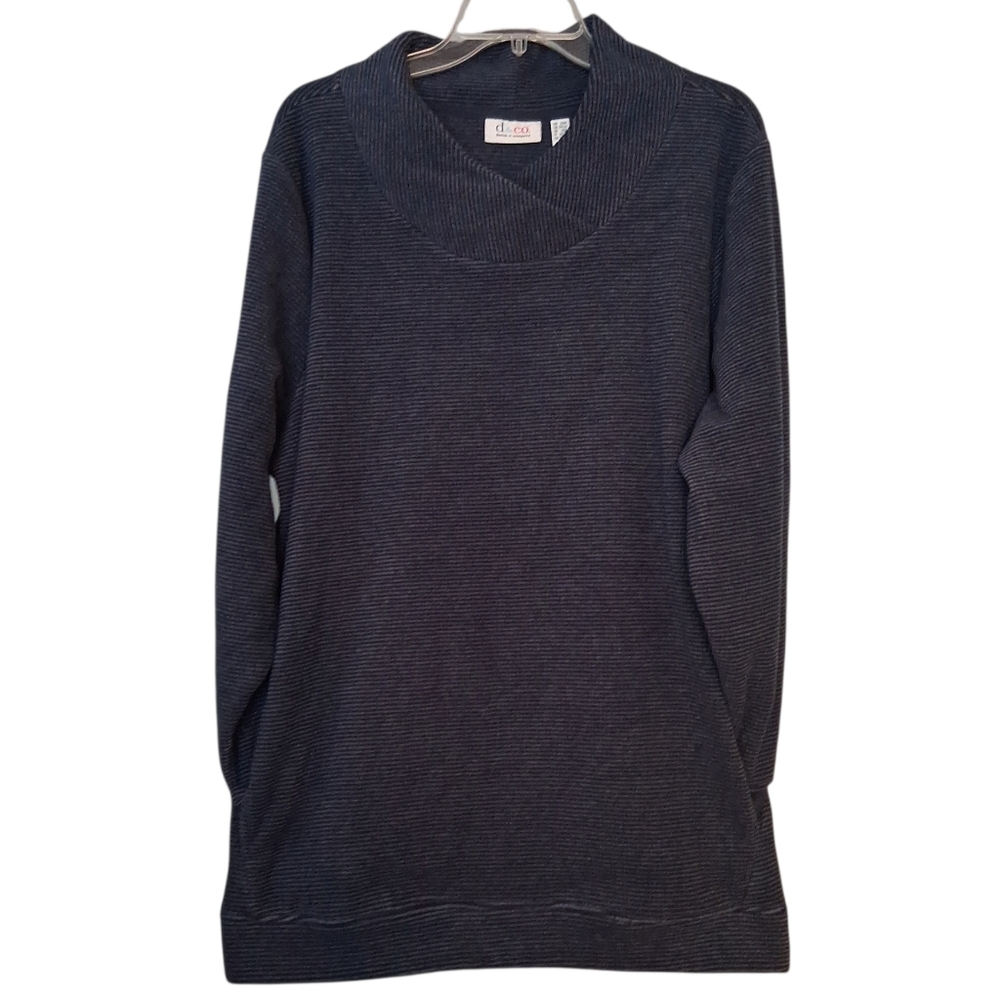 Denim & Co. Dark Gray Cowl Neck Oversized Chunky Sweater